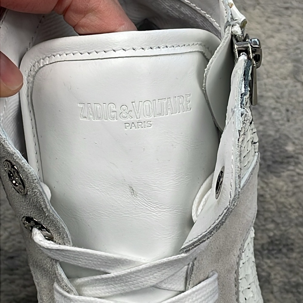 NIB Zadig & Voltaire High Flash Keith Leather High Top Sneakers White Sz 41 - Picture 14 of 16